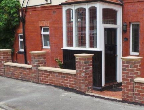 Brick wall with Pillars and Brick Paving