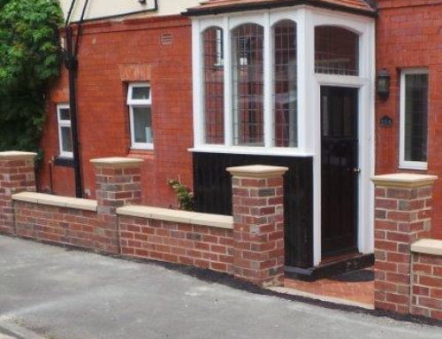 Brick wall with Pillars and Brick Paving