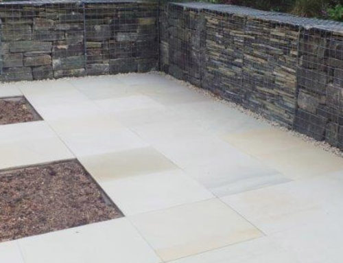 Gabion Walling Sections and Formal Paving