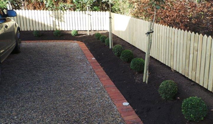 Gravel Driveway Edged with Red Brick